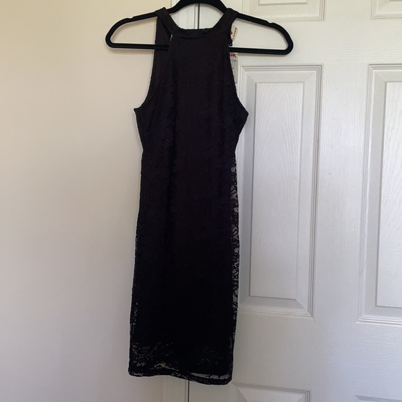 Black Lace High Neck Dress - Picture 2 of 5